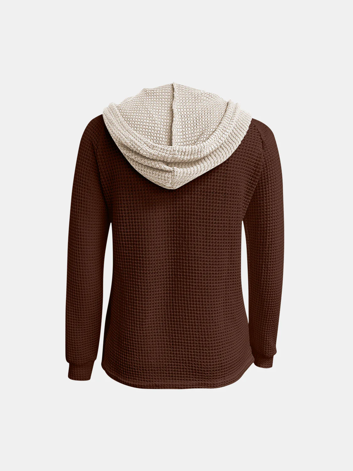 Full Size Waffle-Knit Contrast Long Sleeve Hoodie - Image 6