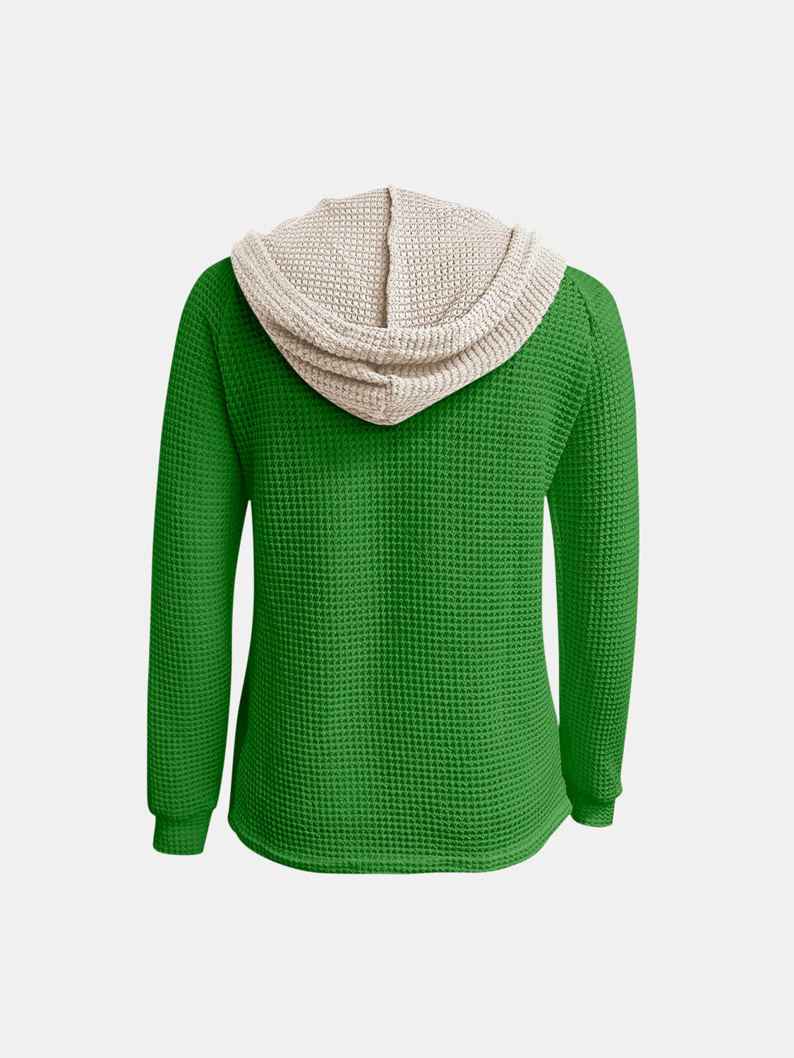 Full Size Waffle-Knit Contrast Long Sleeve Hoodie - Image 9