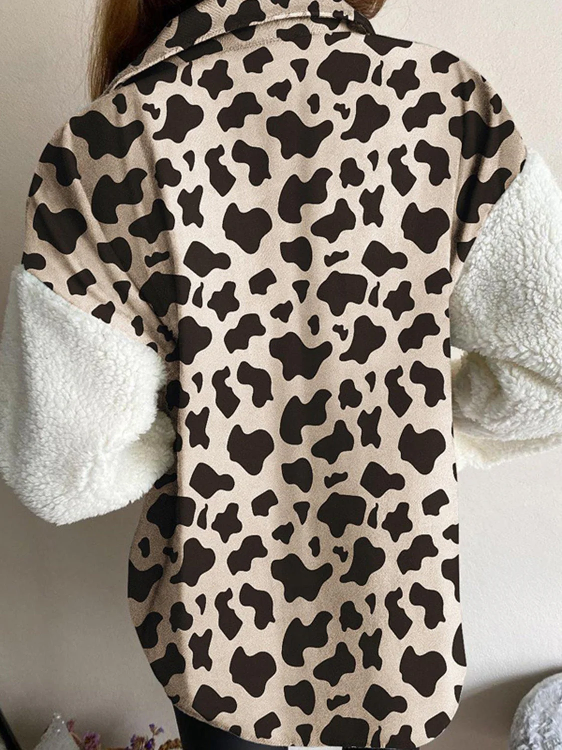 Fuzzy Button Up Long Sleeve Jacket - Image 10