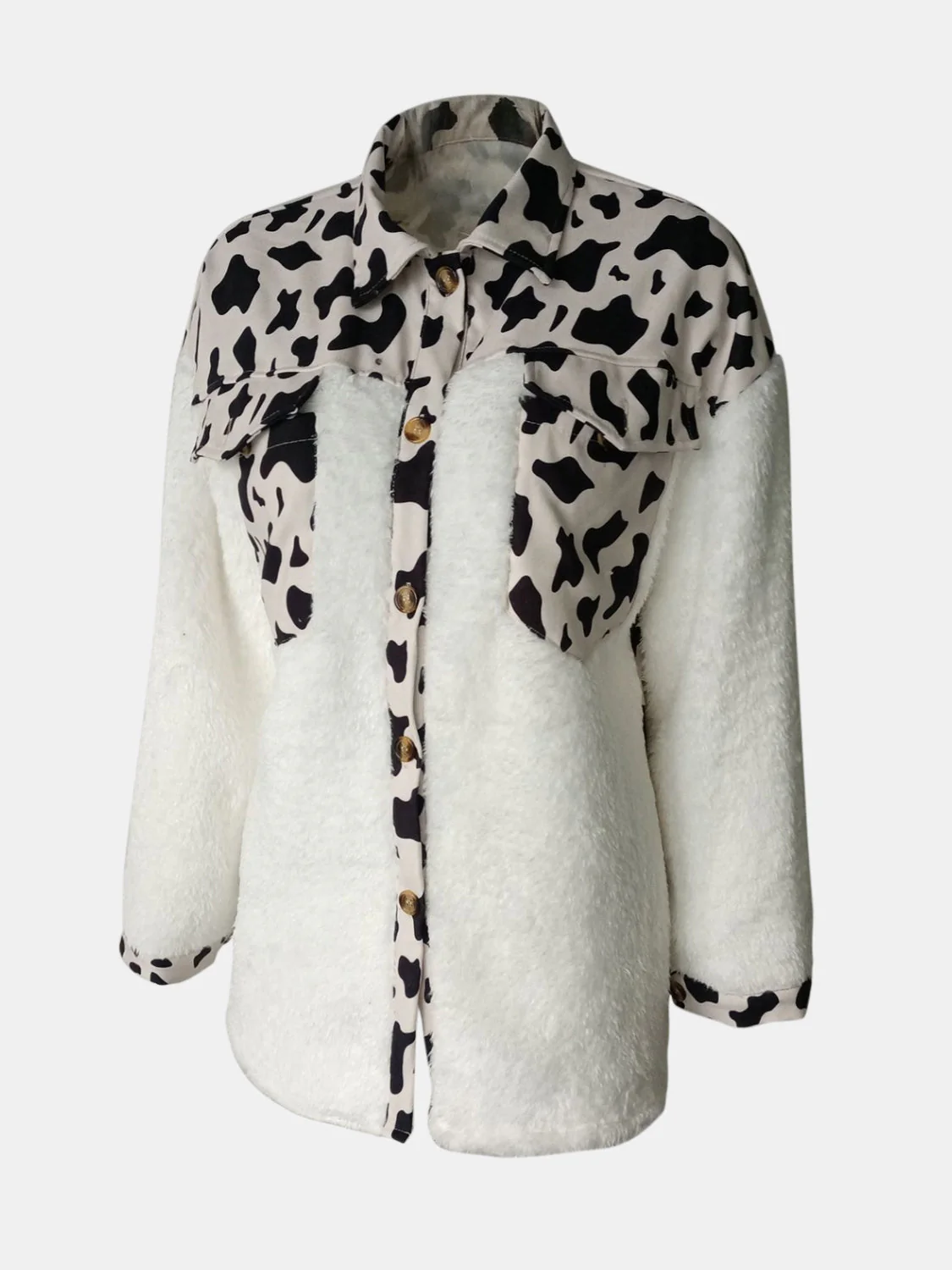 Fuzzy Button Up Long Sleeve Jacket - Image 12