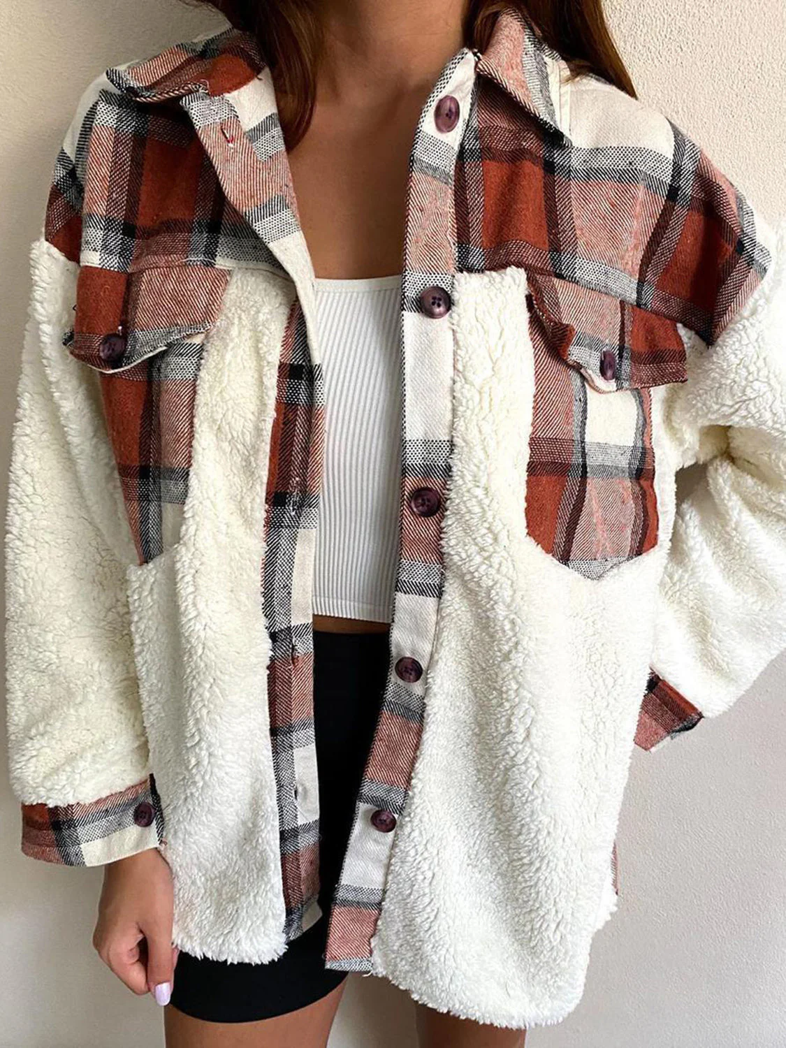 Fuzzy Button Up Long Sleeve Jacket - Image 13