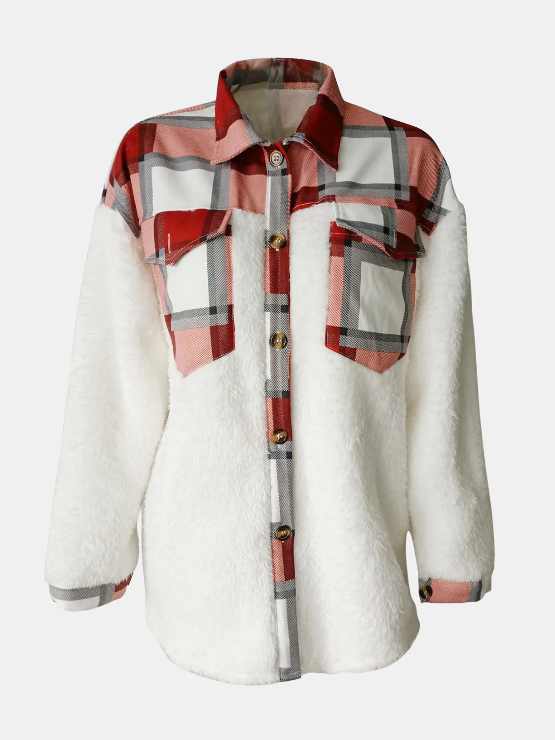 Fuzzy Button Up Long Sleeve Jacket - Image 15
