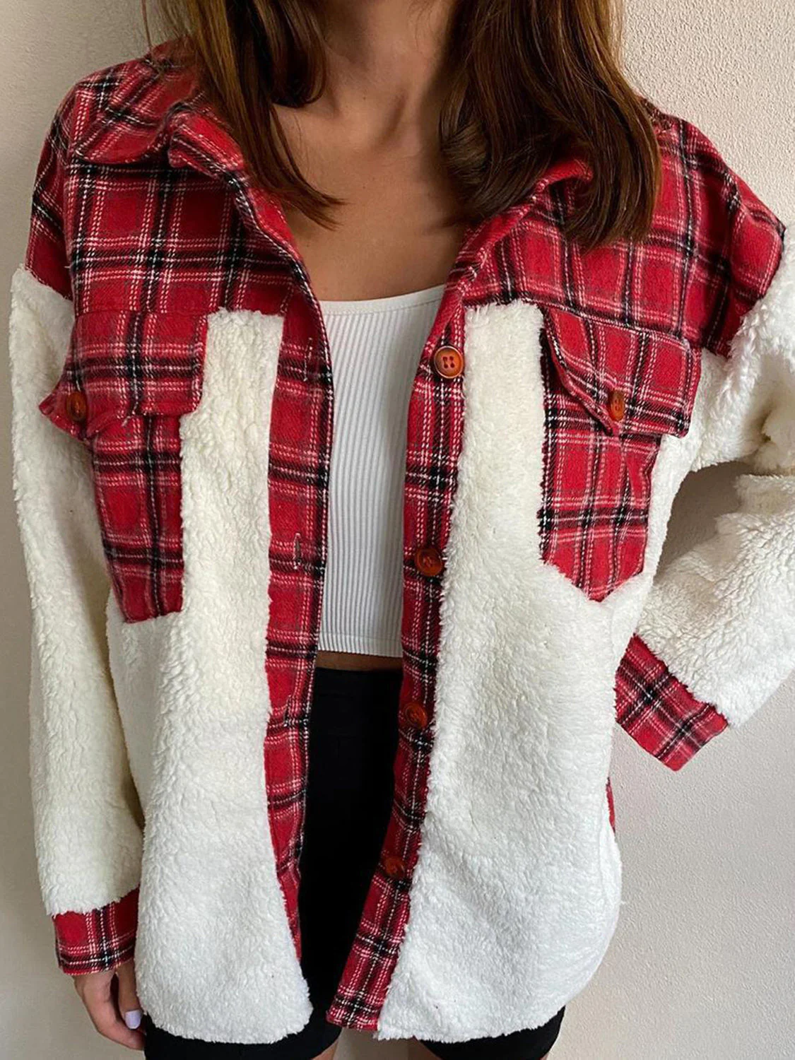 Fuzzy Button Up Long Sleeve Jacket - Image 17