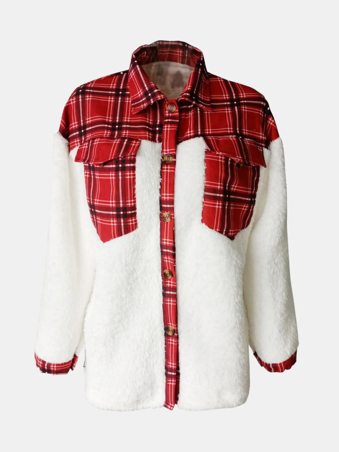 Fuzzy Button Up Long Sleeve Jacket - Image 19
