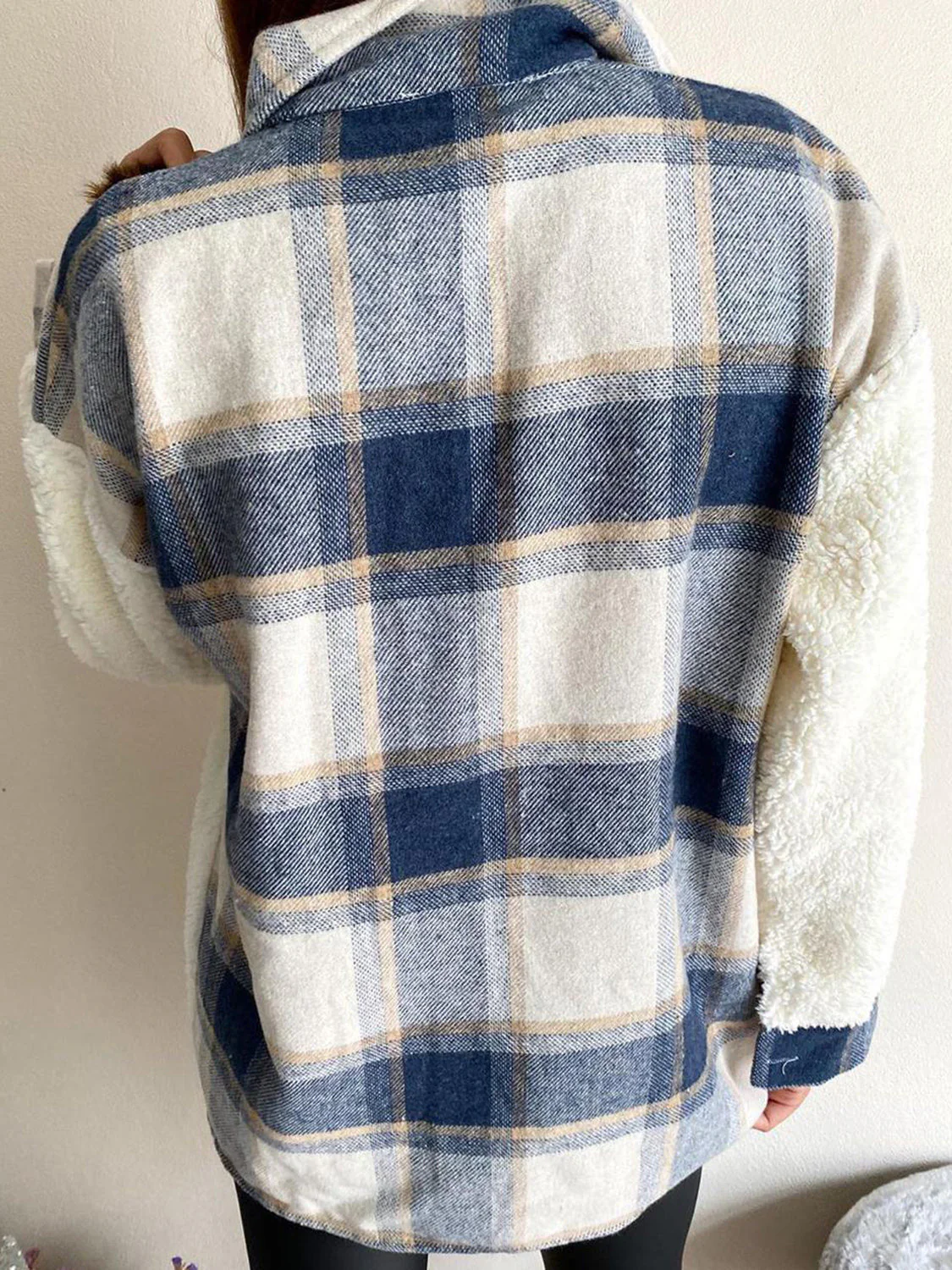 Fuzzy Button Up Long Sleeve Jacket - Image 2