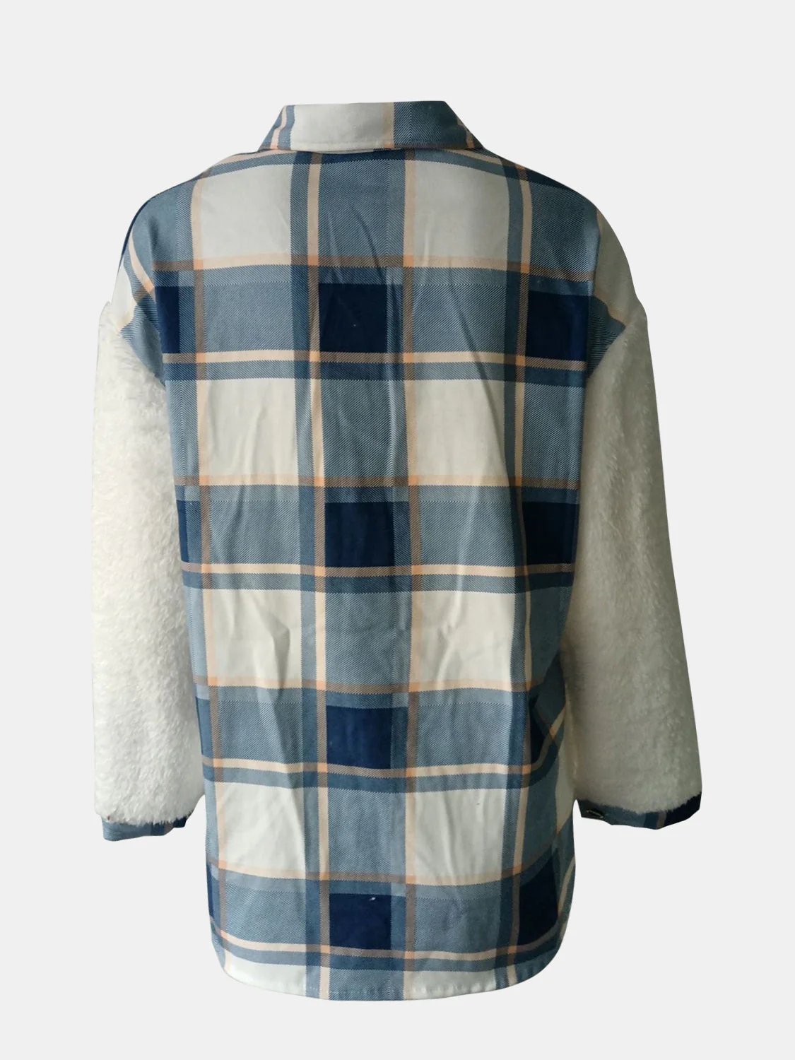 Fuzzy Button Up Long Sleeve Jacket - Image 4