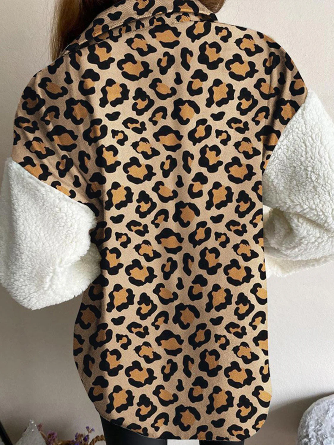Fuzzy Button Up Long Sleeve Jacket - Image 6