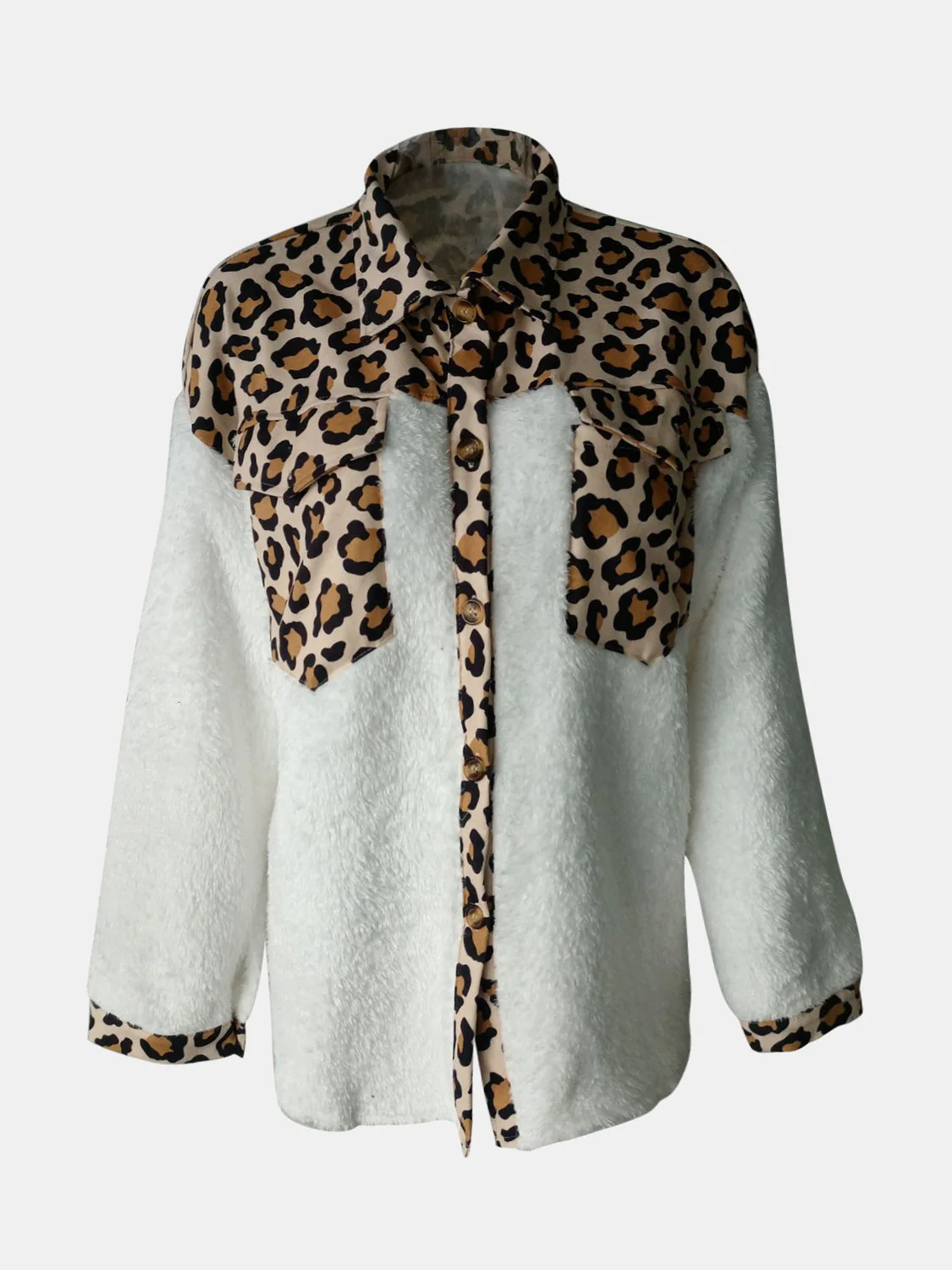 Fuzzy Button Up Long Sleeve Jacket - Image 8