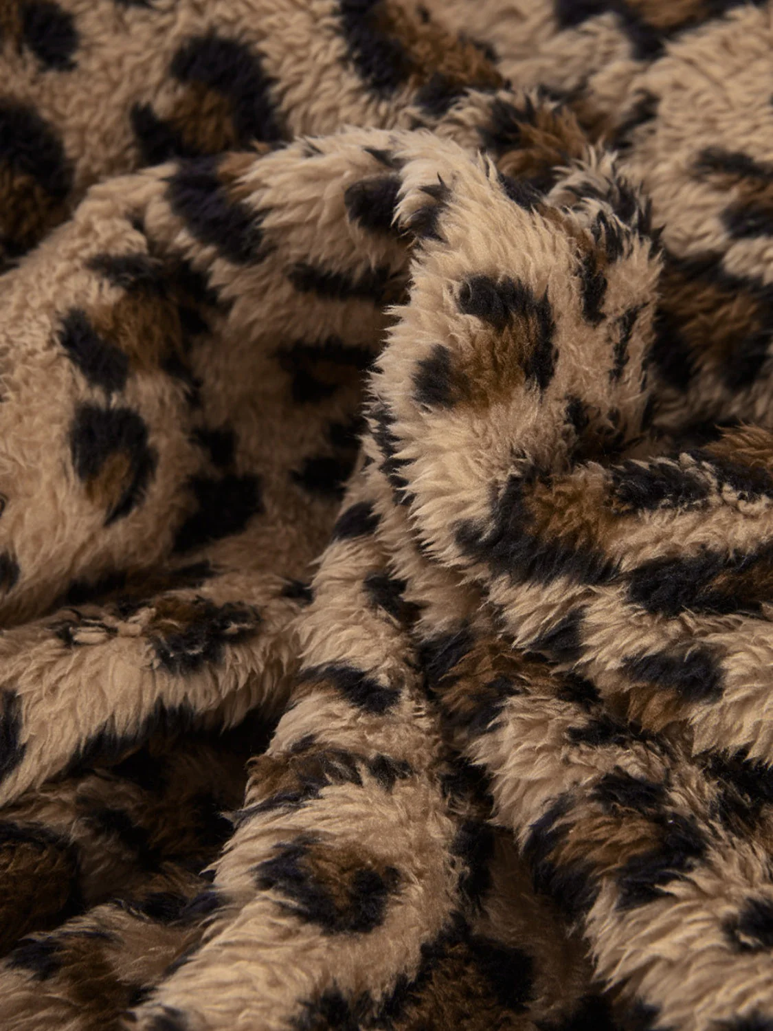 Fuzzy Leopard Long Sleeve Hooded Jacket - Image 4