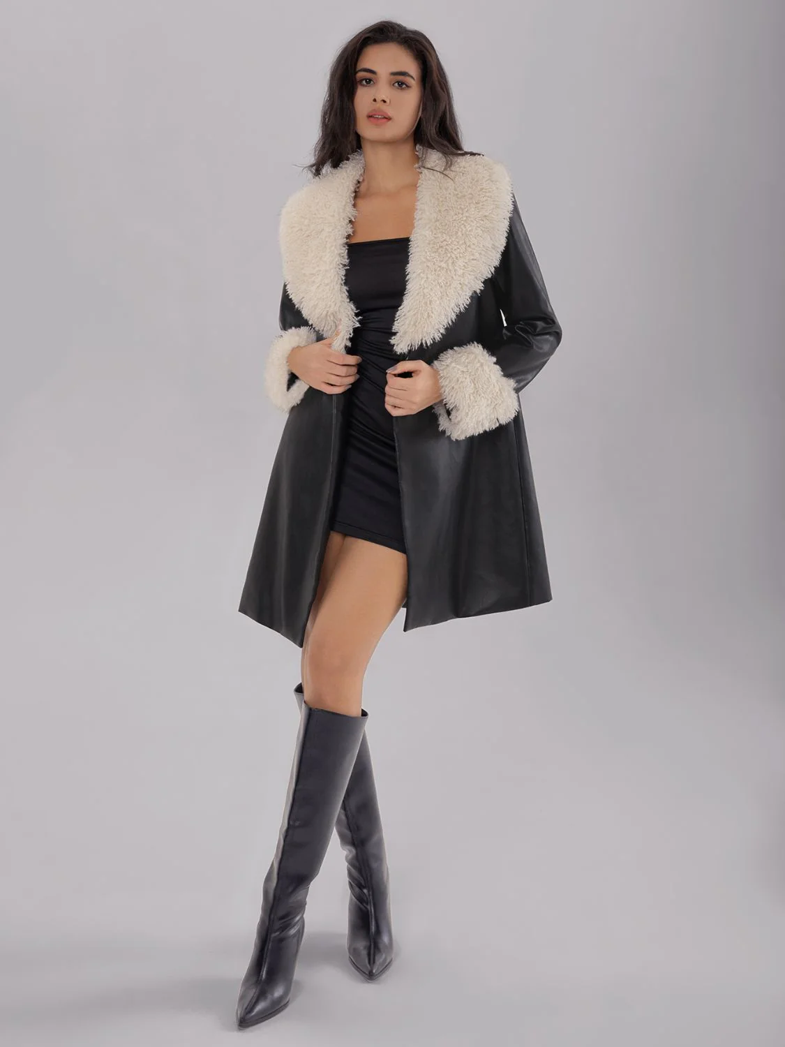 Fuzzy Long Sleeve Longline Coat - Image 8