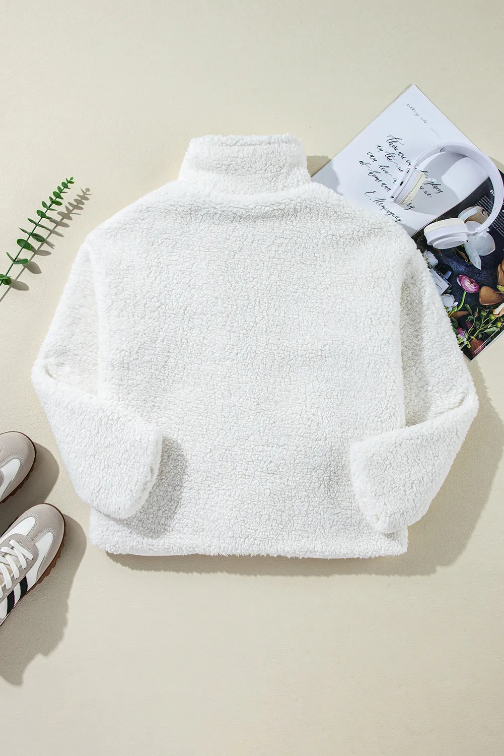 Fuzzy One Button Long Sleeve Jacket - Image 3