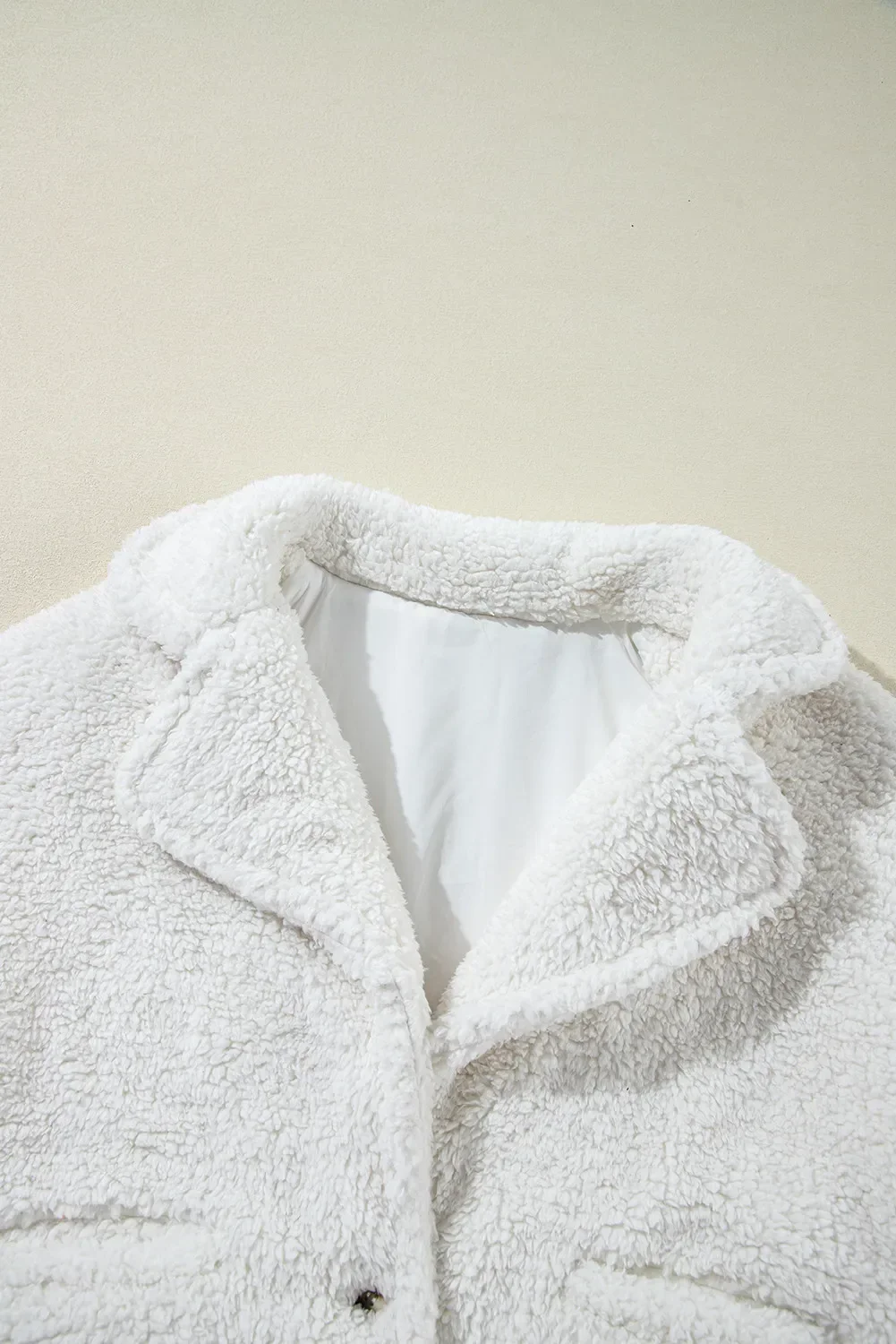Fuzzy One Button Long Sleeve Jacket - Image 4