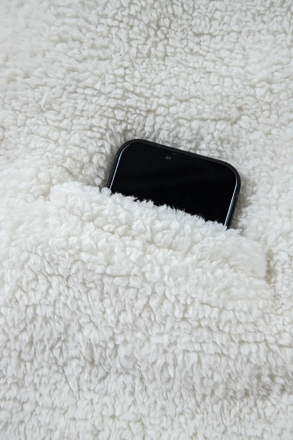 Fuzzy One Button Long Sleeve Jacket - Image 5