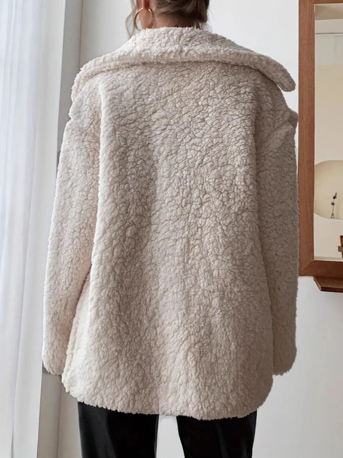 Fuzzy Open Front Long Sleeve Coat - Image 2