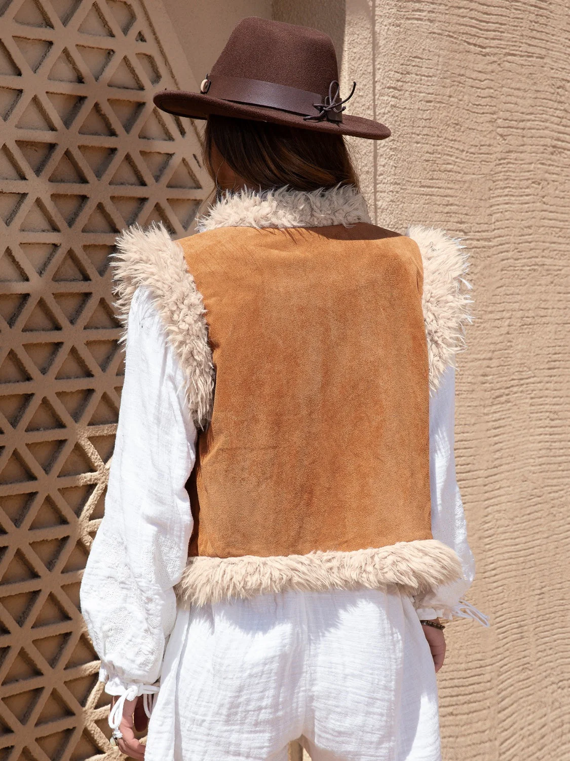 Fuzzy Open Front Vest Coat - Image 2