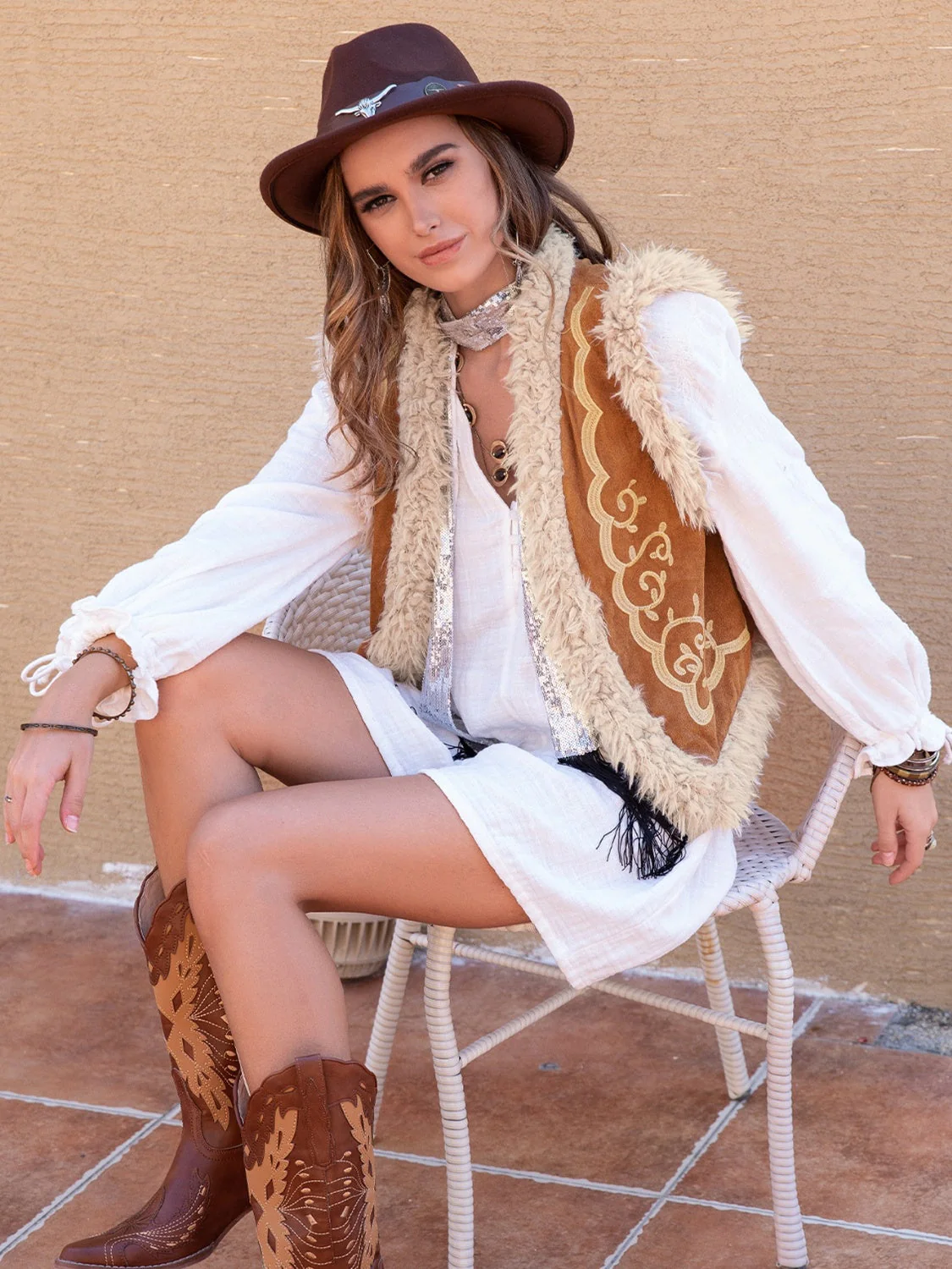 Fuzzy Open Front Vest Coat - Image 4