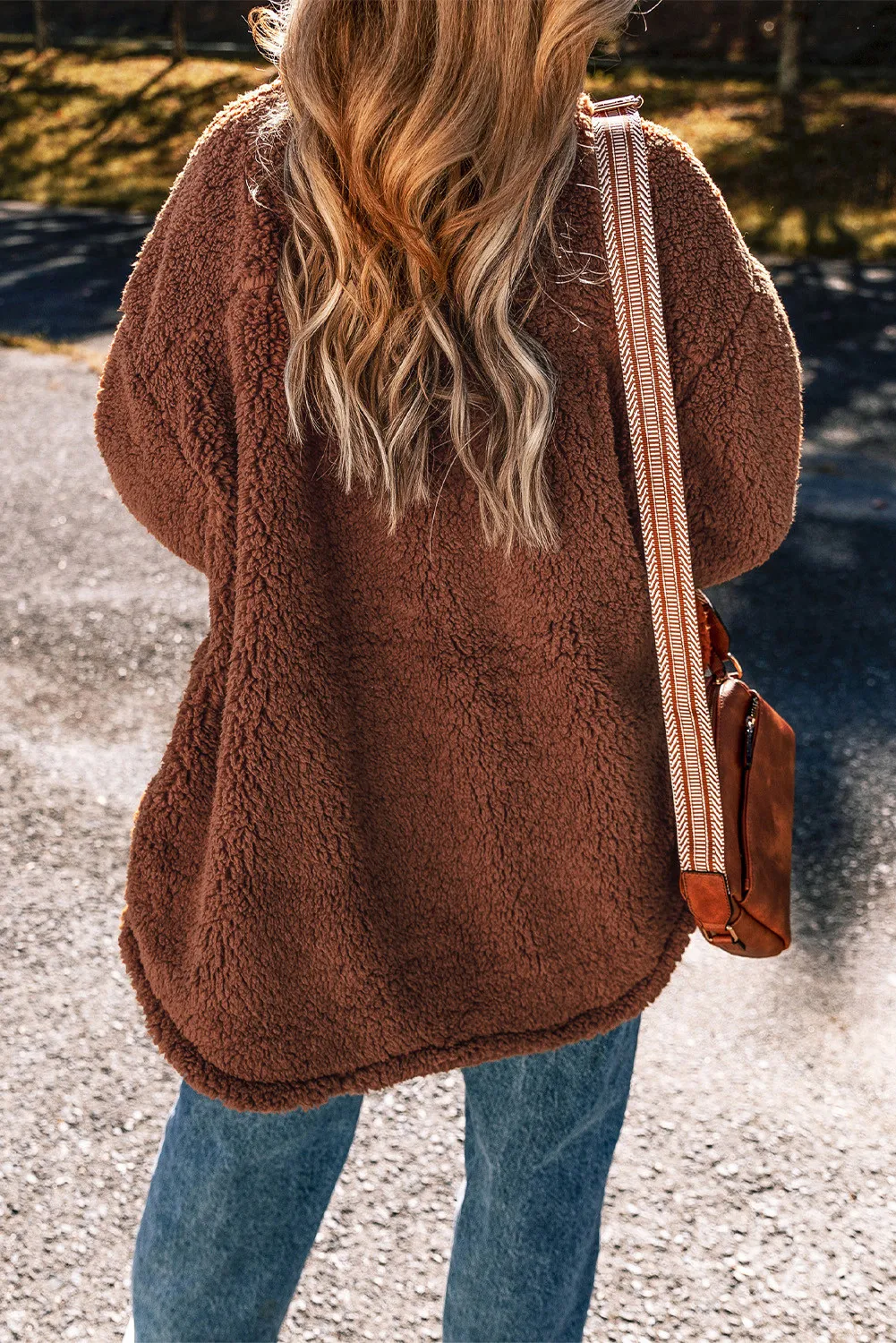 Fuzzy Snap Down Dropped Shoulder Jacket - Image 5
