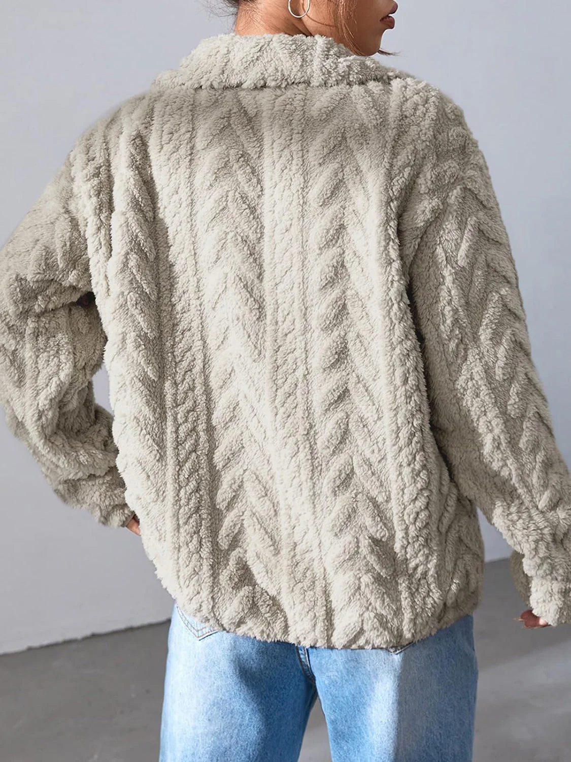 Fuzzy Zip Up Long Sleeve Jacket - Image 13