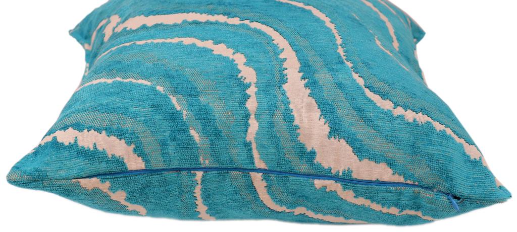 Galaxy Rue Blue Ivory Turkish Silk Pillow by Bareens Designer Rugs - Image 2