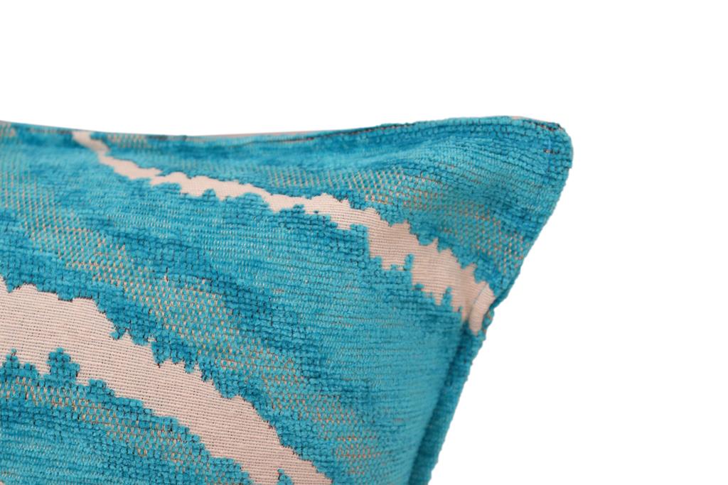Galaxy Rue Blue Ivory Turkish Silk Pillow by Bareens Designer Rugs - Image 3