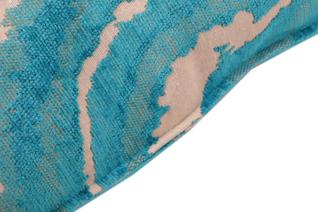 Galaxy Rue Blue Ivory Turkish Silk Pillow by Bareens Designer Rugs - Image 4