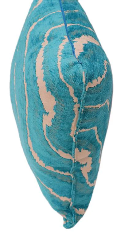 Galaxy Rue Blue Ivory Turkish Silk Pillow by Bareens Designer Rugs - Image 6