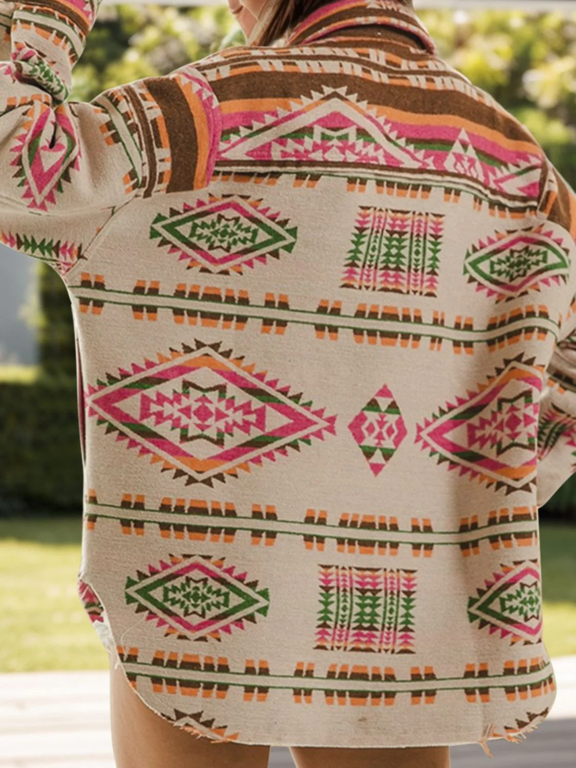 Geometric Half Button Long Sleeve Sweatshirt - Image 2
