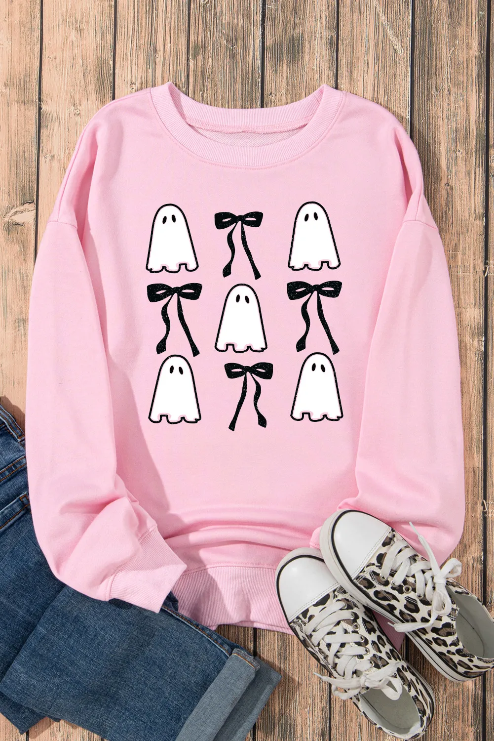 Ghost & Bow Round Neck Long Sleeve Sweatshirt - Image 4