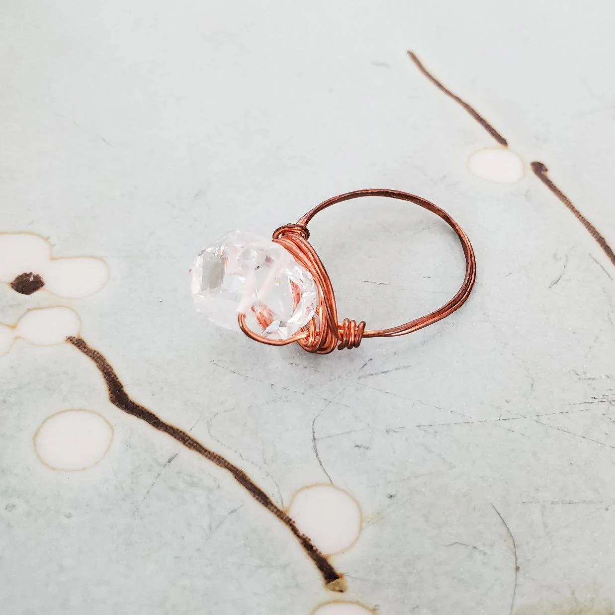 Giant Herkimer Diamond Wire Wrapped Ring by Salt and Sparkle - Image 3