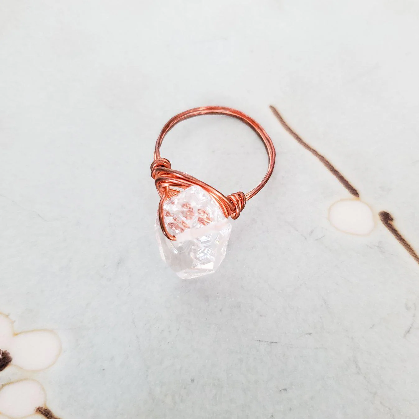 Giant Herkimer Diamond Wire Wrapped Ring by Salt and Sparkle - Image 5