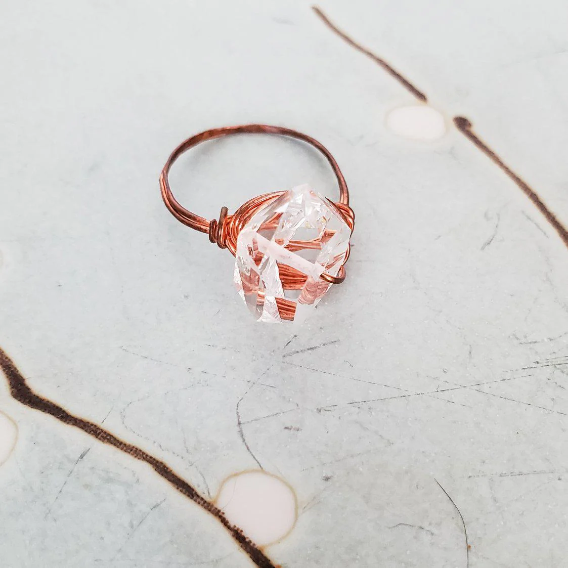 Giant Herkimer Diamond Wire Wrapped Ring by Salt and Sparkle - Image 6