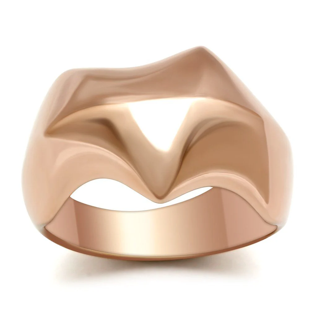 GL161 - IP Rose Gold(Ion Plating) Brass Ring with No Stone - Image 2