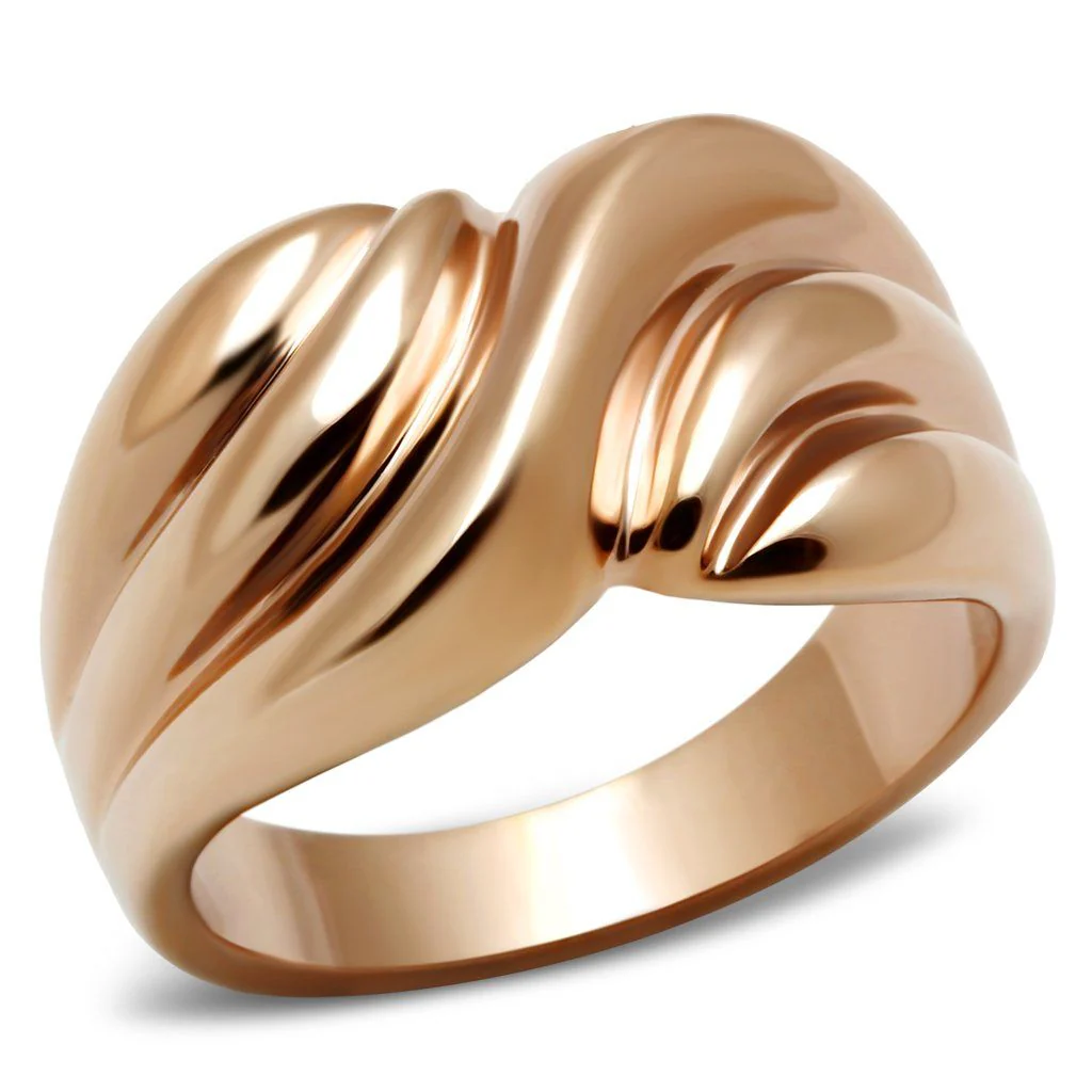 GL214 - IP Rose Gold(Ion Plating) Brass Ring with No Stone - Image 4