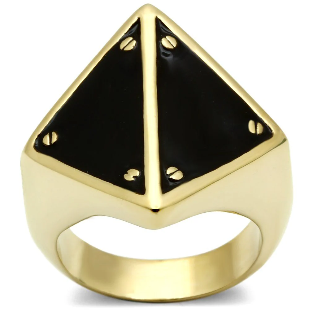 GL325 - IP Gold(Ion Plating) Brass Ring with Epoxy in Jet - Image 5