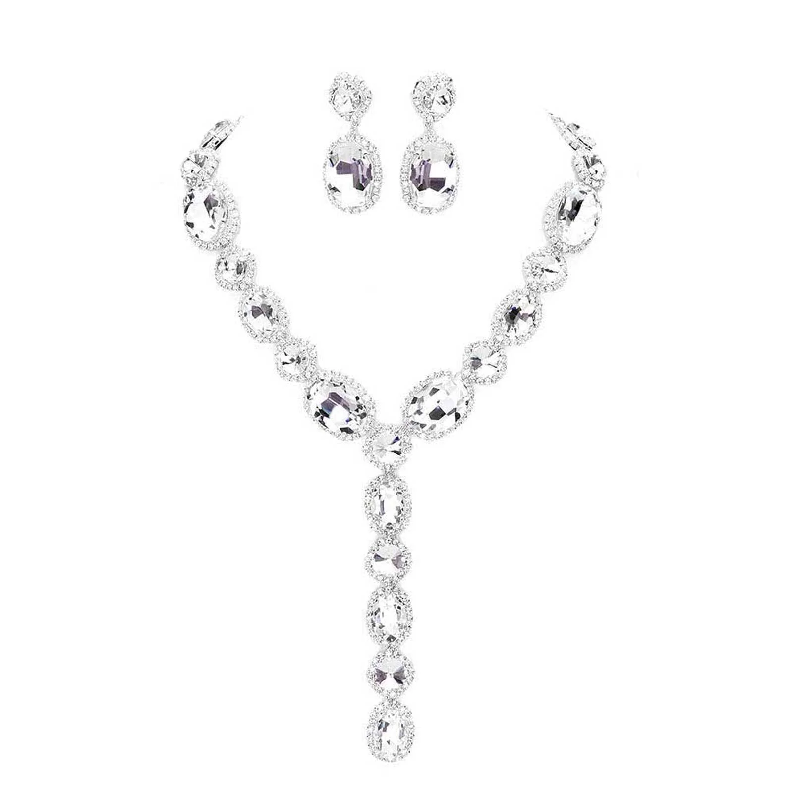 Glass Crystal Rhinestone Y Evening Necklace by Madeline Love - Image 2