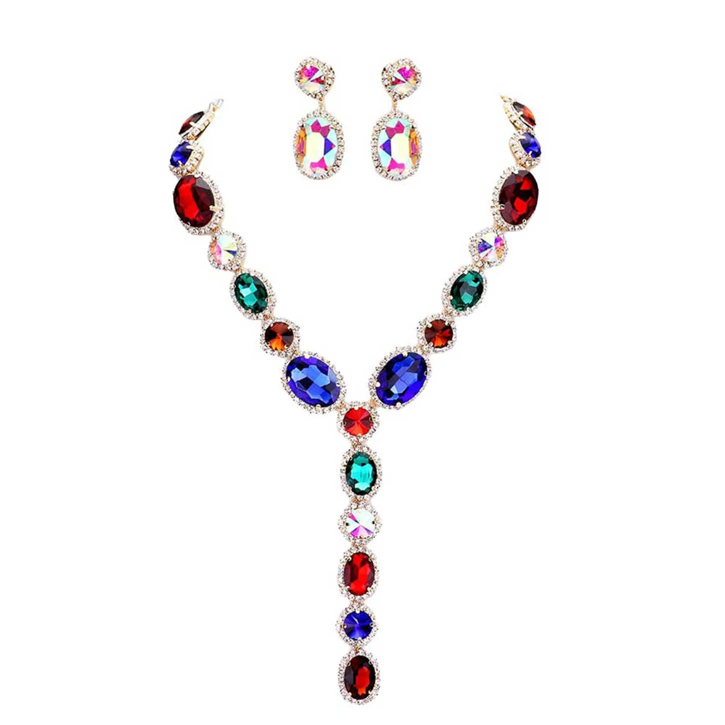 Glass Crystal Rhinestone Y Evening Necklace by Madeline Love - Image 3