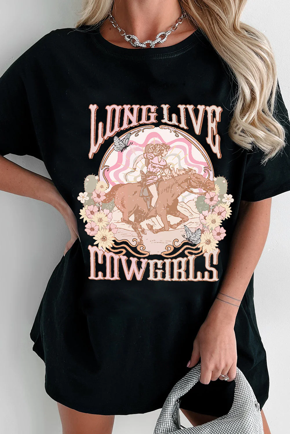 Graphic Round Neck Half Sleeve Oversize T-Shirt - Image 2