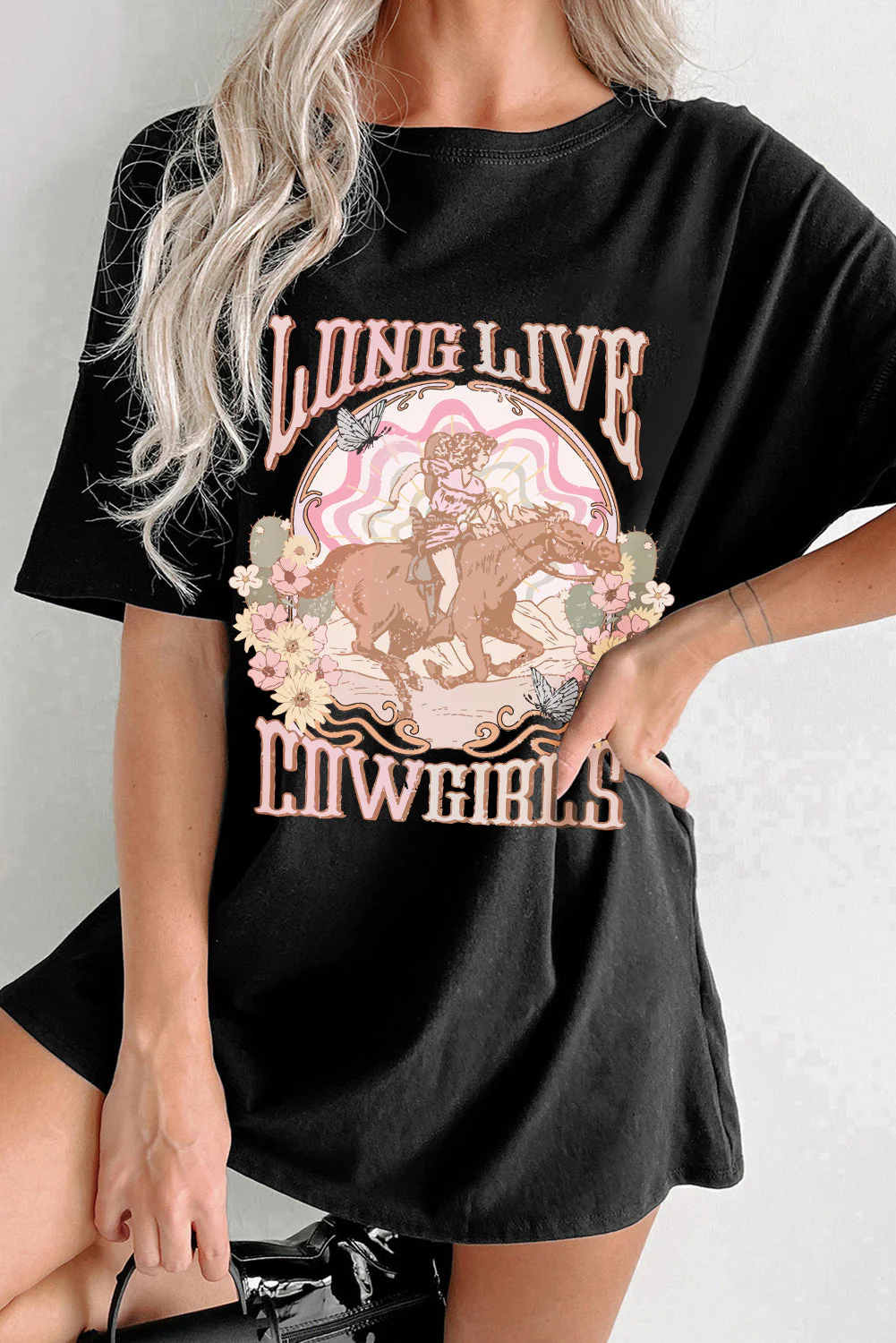 Graphic Round Neck Half Sleeve Oversize T-Shirt - Image 3