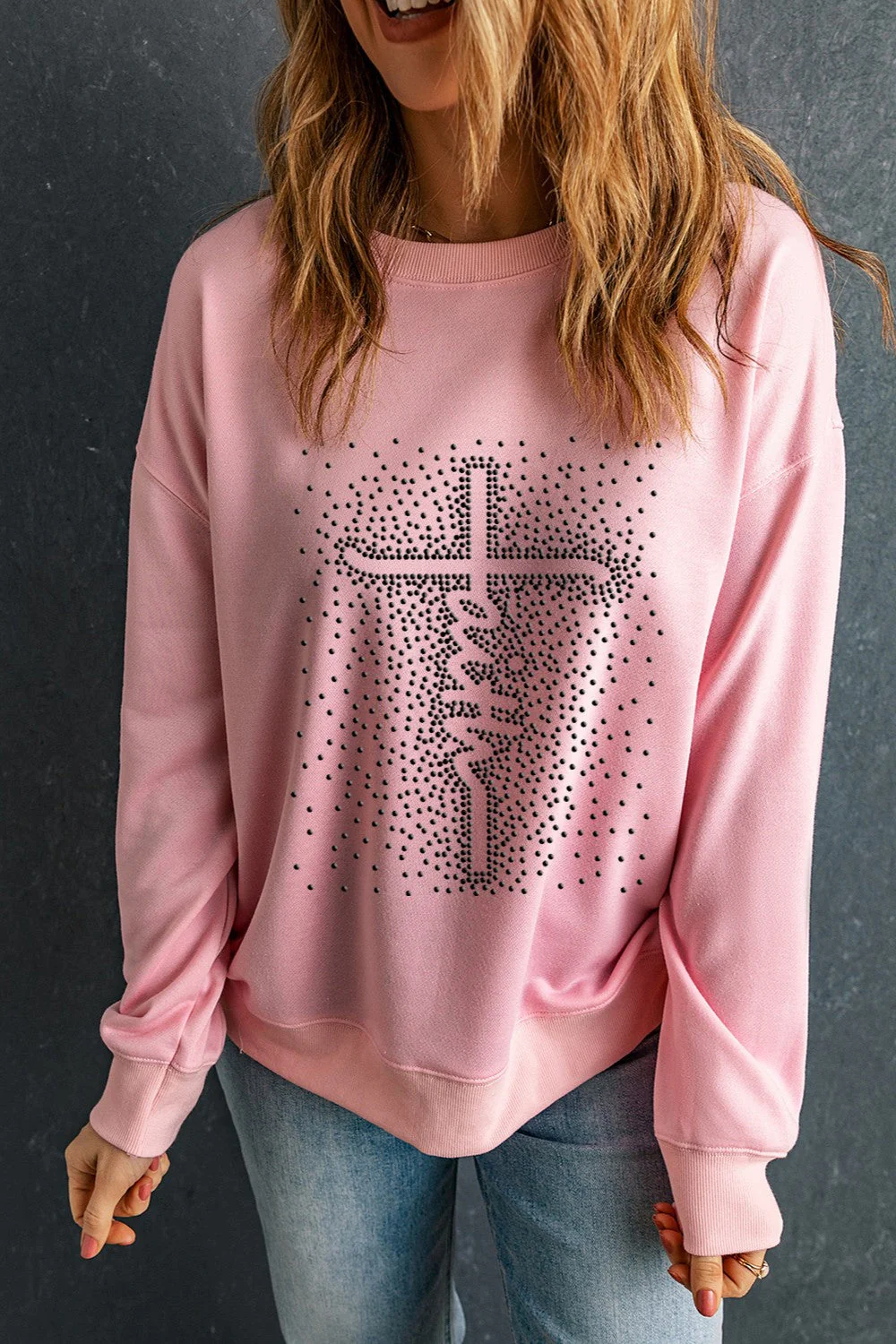 Graphic Round Neck Long Sleeve Sweatshirt - Image 3