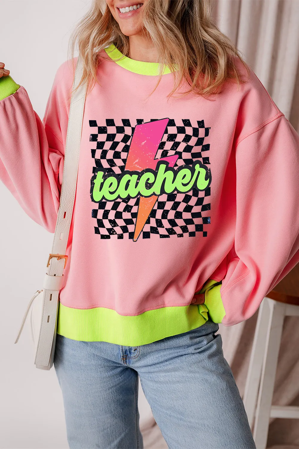 Graphic Round Neck Long Sleeve Sweatshirt - Image 2
