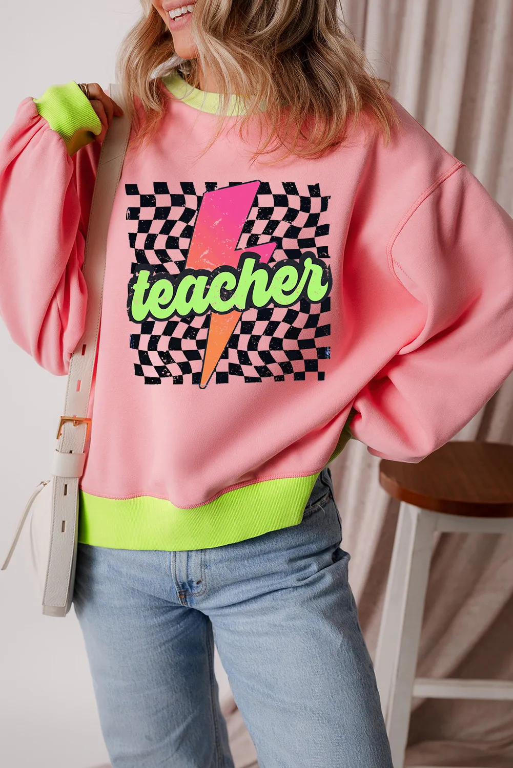 Graphic Round Neck Long Sleeve Sweatshirt - Image 3