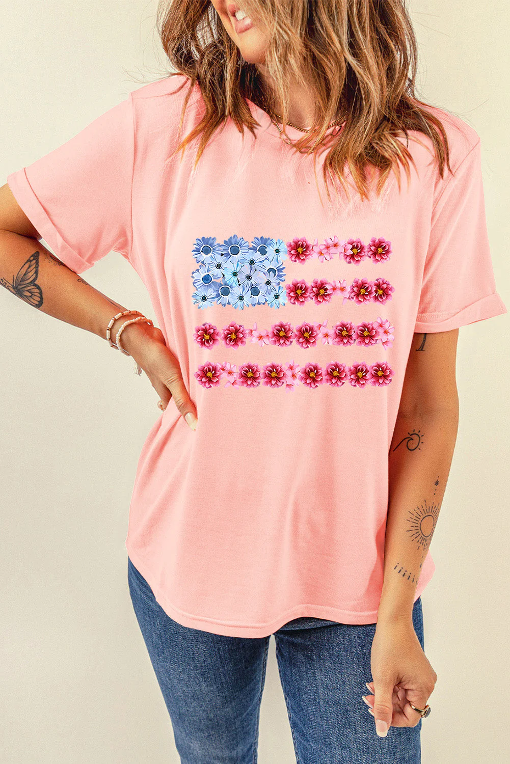 Graphic Round Neck Short Sleeve T-Shirt - Image 2