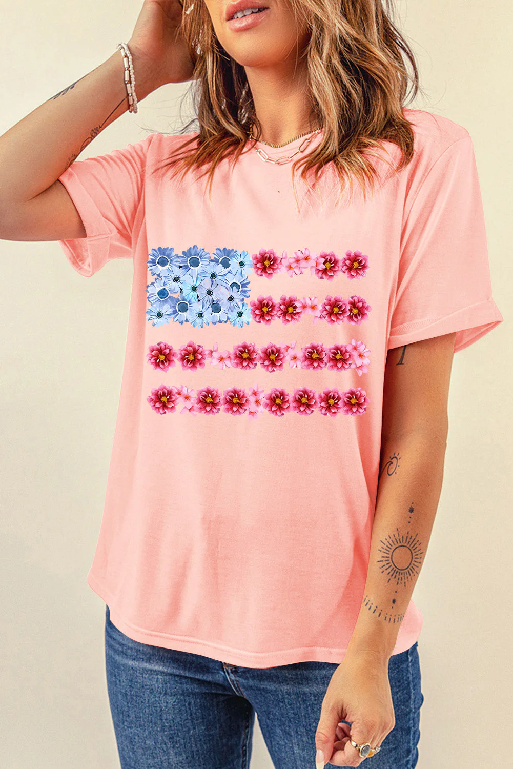Graphic Round Neck Short Sleeve T-Shirt - Image 3