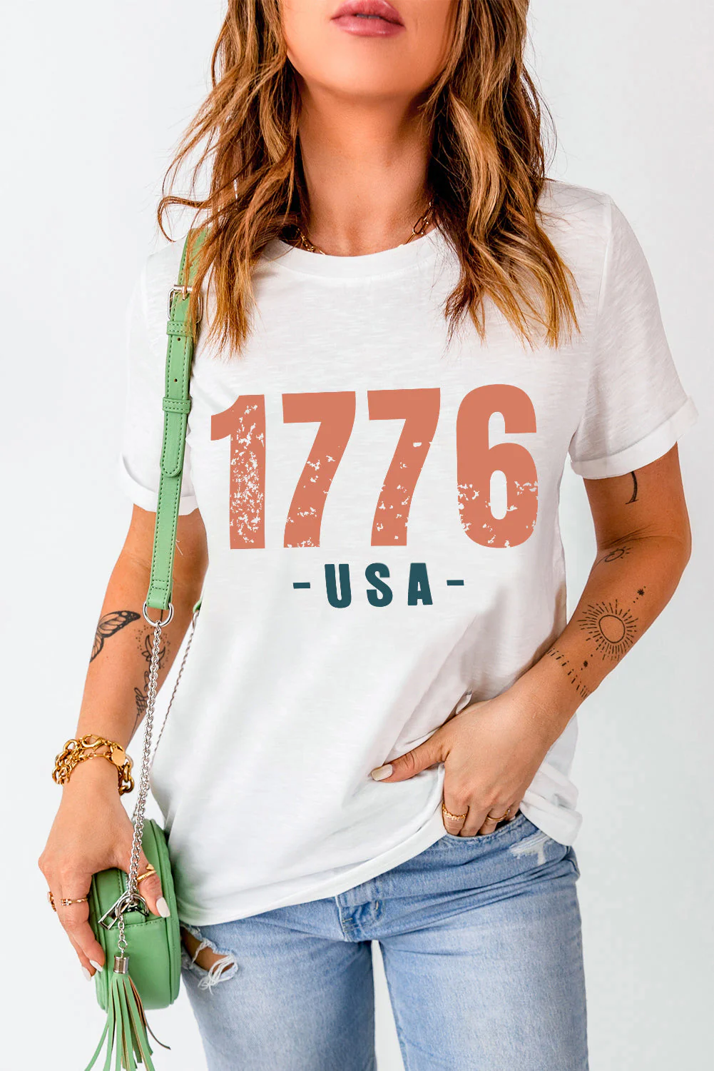 Graphic Round Neck Short Sleeve T-Shirt - Image 2