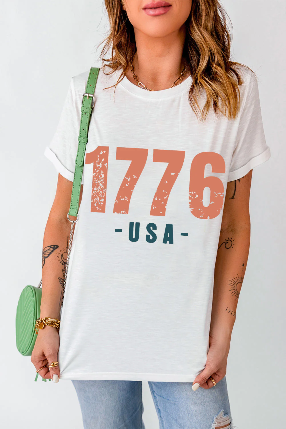 Graphic Round Neck Short Sleeve T-Shirt - Image 3