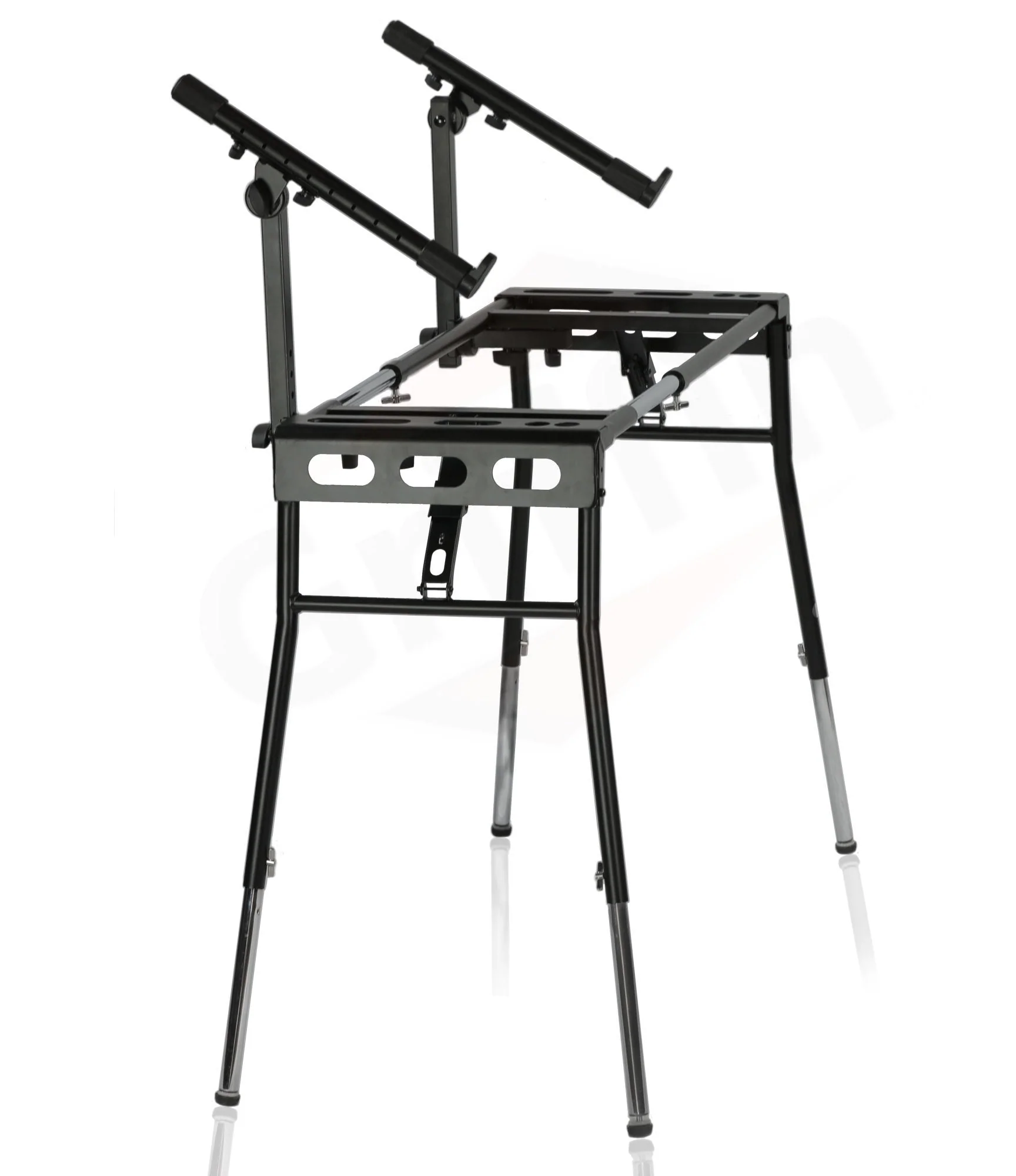 GRIFFIN 2-Tier DJ Coffin Workstation Stand - Double Table Top Keyboard & Laptop Holder - Duel Level Digital Piano Rack Mount Platform for Studio Mixer by GeekStands.com - Image 2
