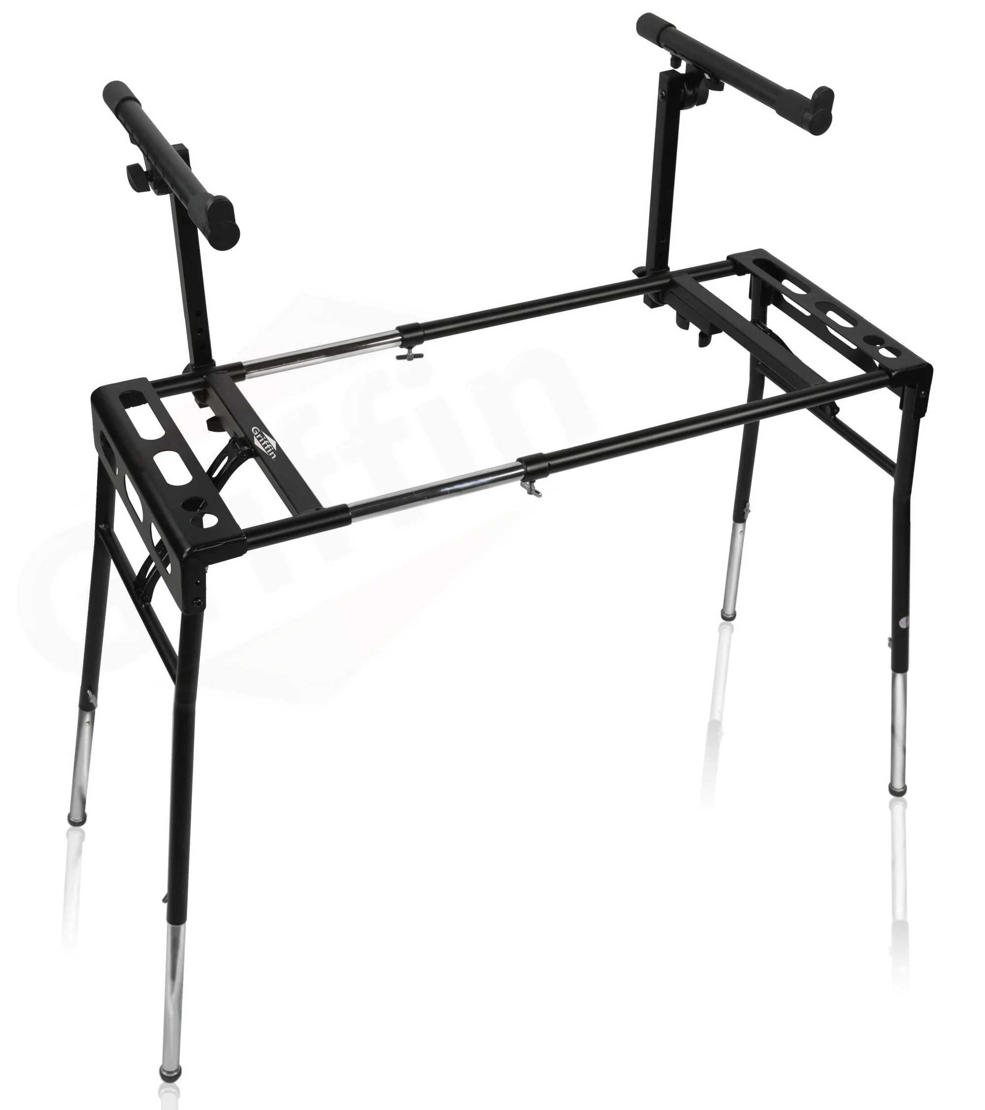 GRIFFIN 2-Tier DJ Coffin Workstation Stand - Double Table Top Keyboard & Laptop Holder - Duel Level Digital Piano Rack Mount Platform for Studio Mixer by GeekStands.com - Image 4
