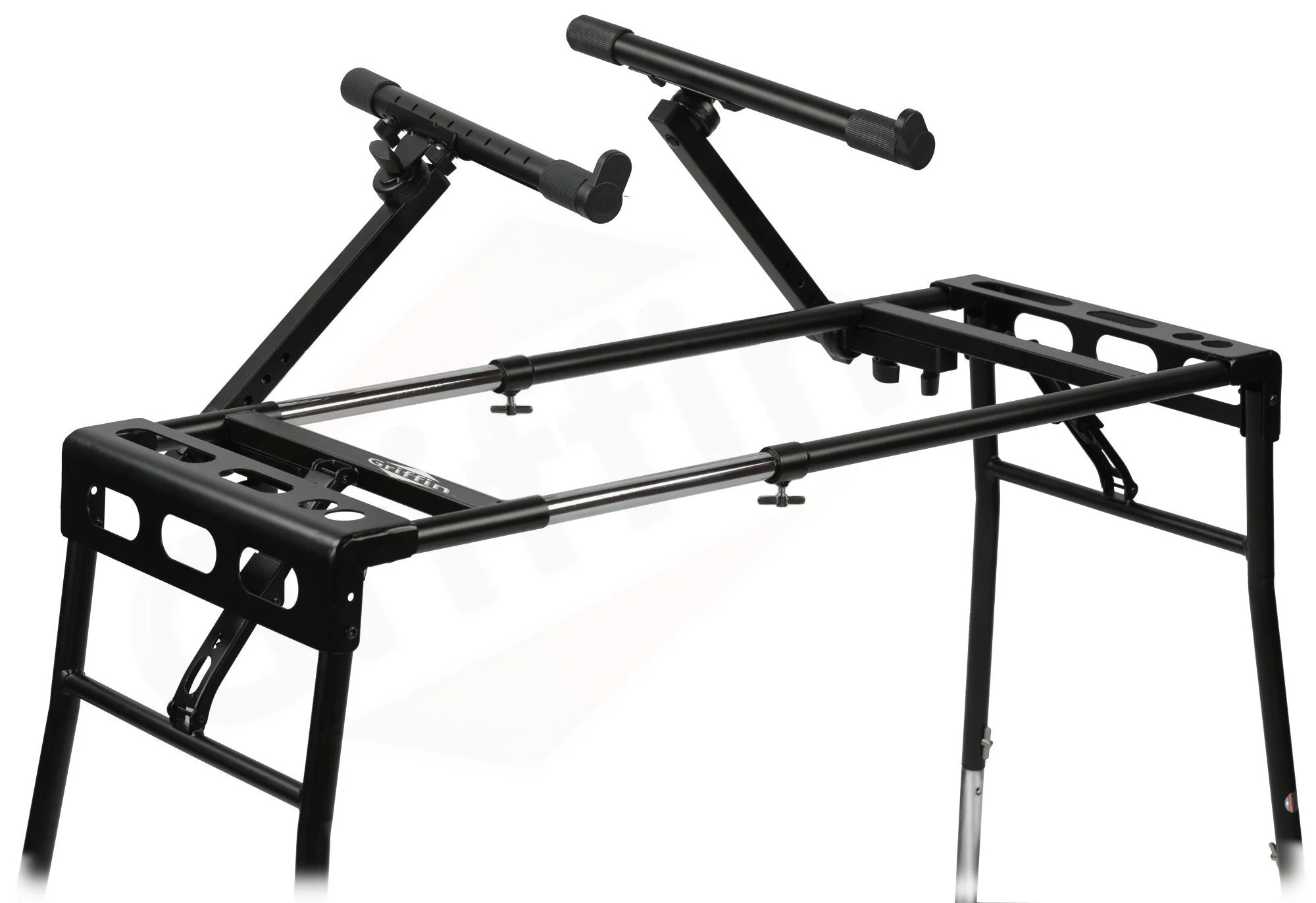 GRIFFIN 2-Tier DJ Coffin Workstation Stand - Double Table Top Keyboard & Laptop Holder - Duel Level Digital Piano Rack Mount Platform for Studio Mixer by GeekStands.com - Image 5