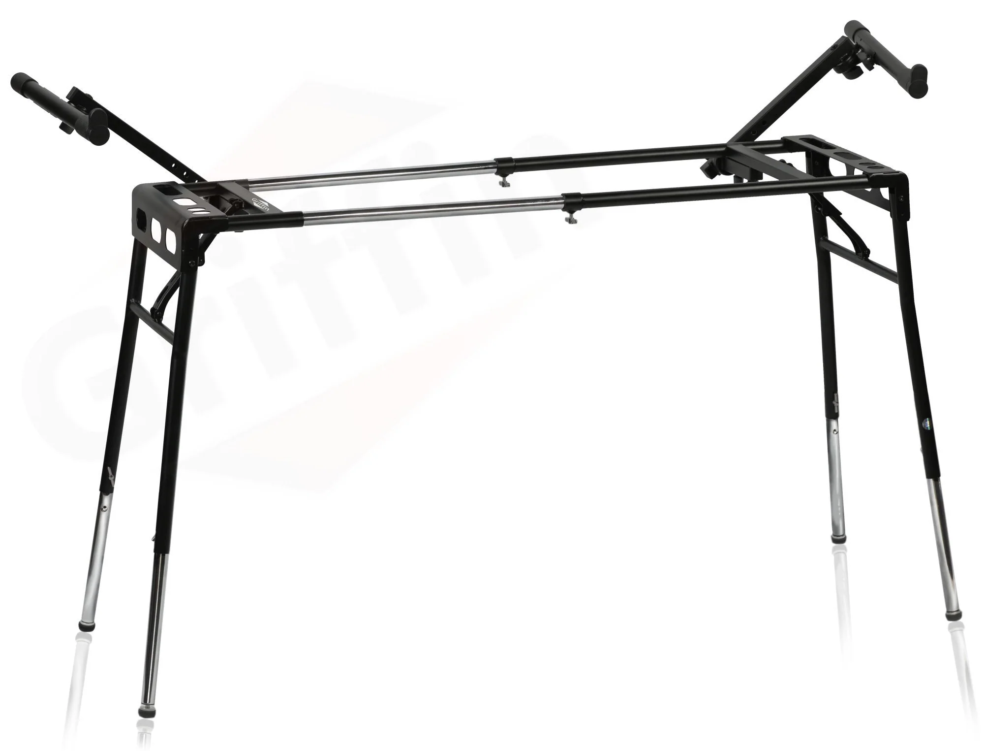 GRIFFIN 2-Tier DJ Coffin Workstation Stand - Double Table Top Keyboard & Laptop Holder - Duel Level Digital Piano Rack Mount Platform for Studio Mixer by GeekStands.com - Image 6
