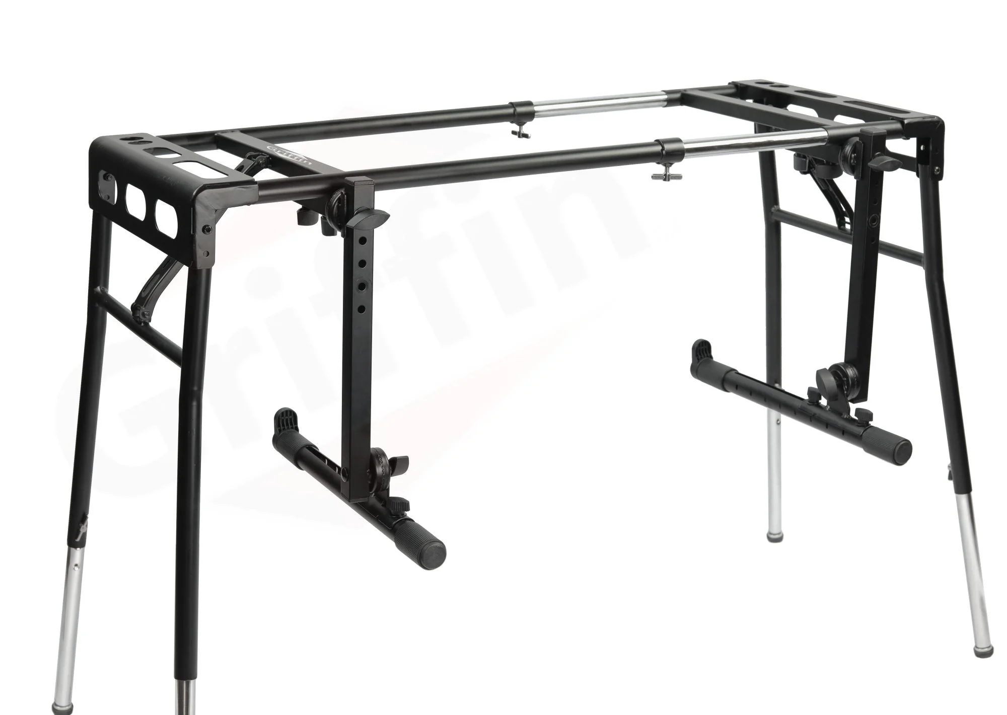 GRIFFIN 2-Tier DJ Coffin Workstation Stand - Double Table Top Keyboard & Laptop Holder - Duel Level Digital Piano Rack Mount Platform for Studio Mixer by GeekStands.com - Image 8